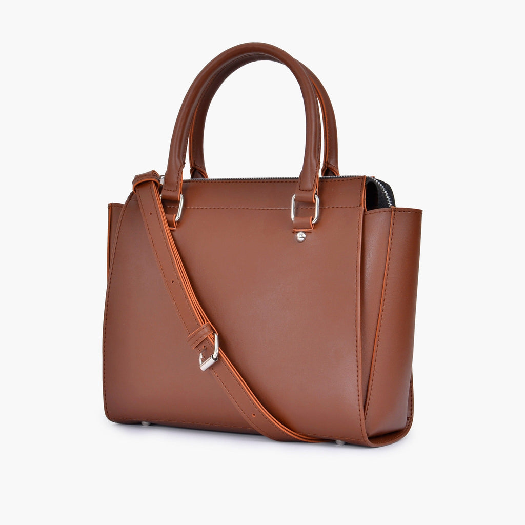 Brown structured tote bag