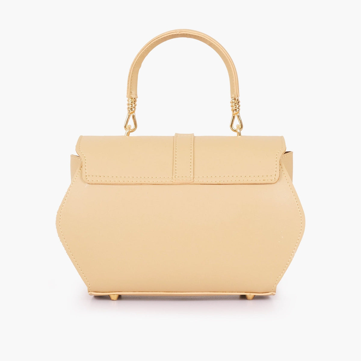 Cream curved top-handle chain handbag